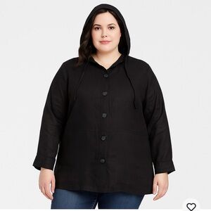 NWT Premise Woman 2X 100% Linen Hooded Jacket Button Up Cassidy New